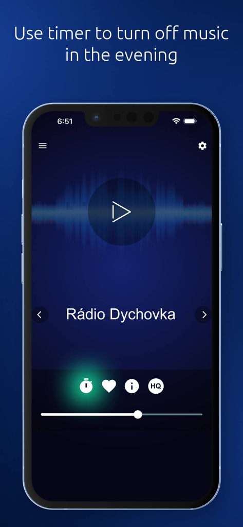 SK Radio - SK Radio App-Oberfläche, die die Sleep-Timer-Funktion für slowakische Radiosender zeigt