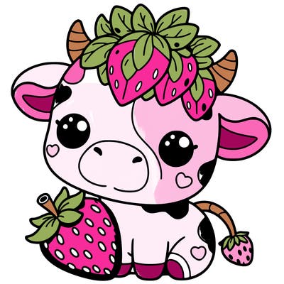 cute strawberry cow