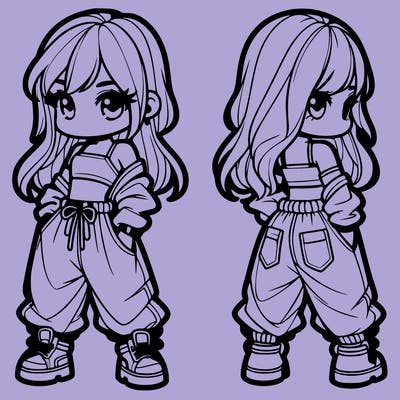 girl in crop top and baggy pants