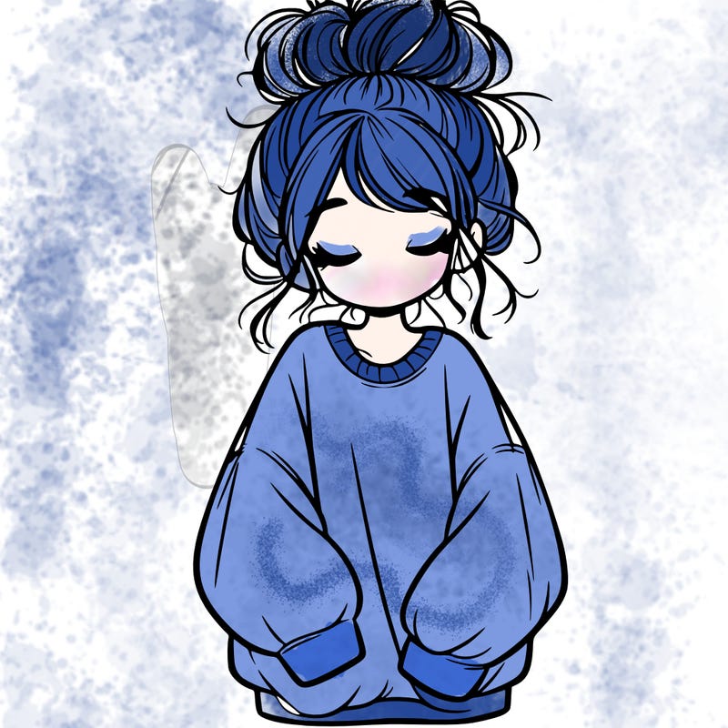 girl with baggy sweatshirt and messy bun
