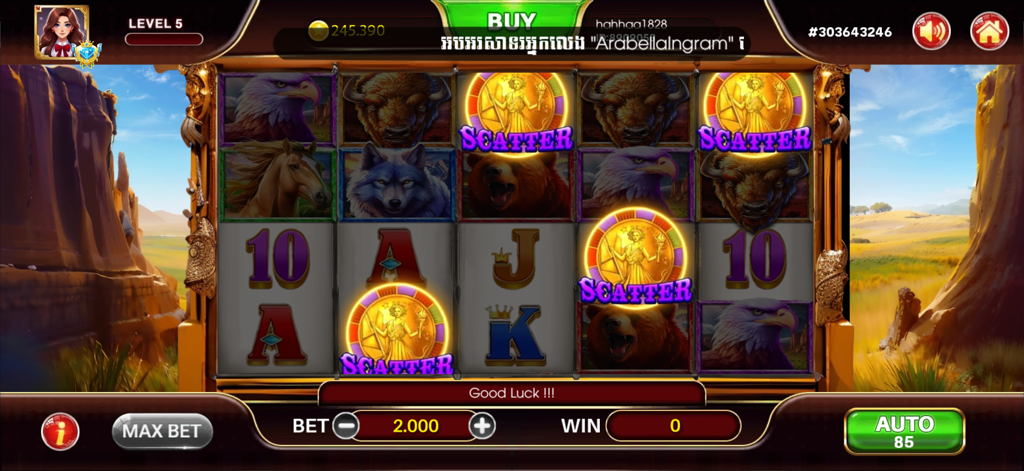 Wild City: Flash Spin - Tela de jogo de máquina caça-níqueis do Wild City Flash Spin com o tema Huge Buffalo, apresentando símbolos de vida selvagem e ícones scatter