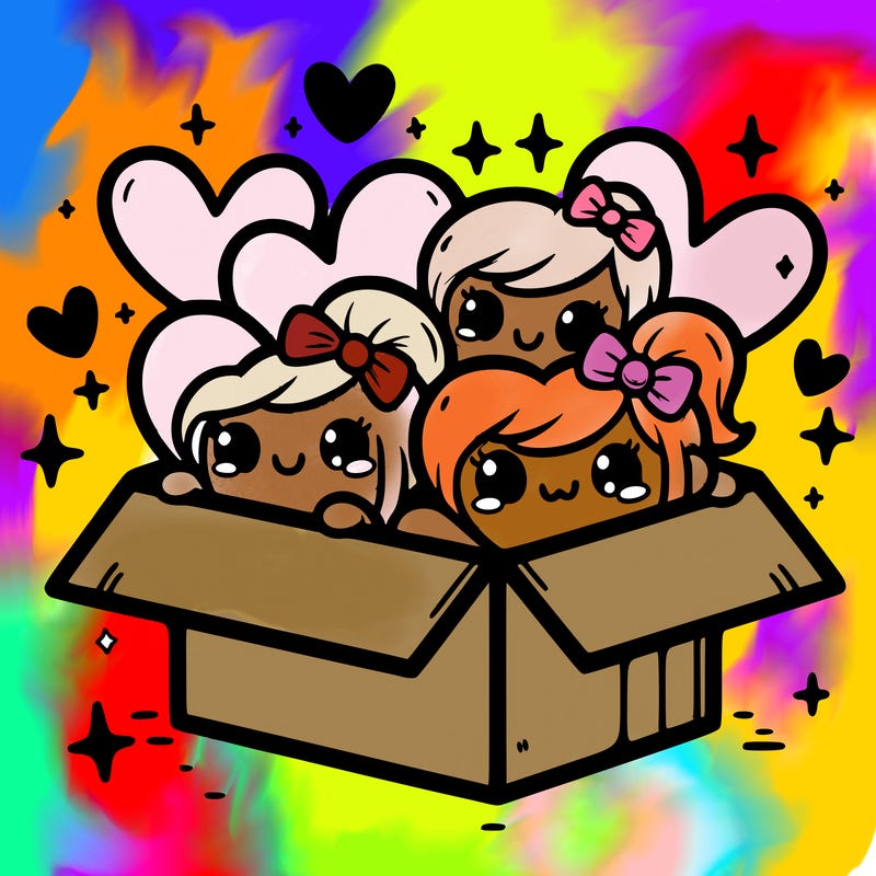 cute hearts in a box