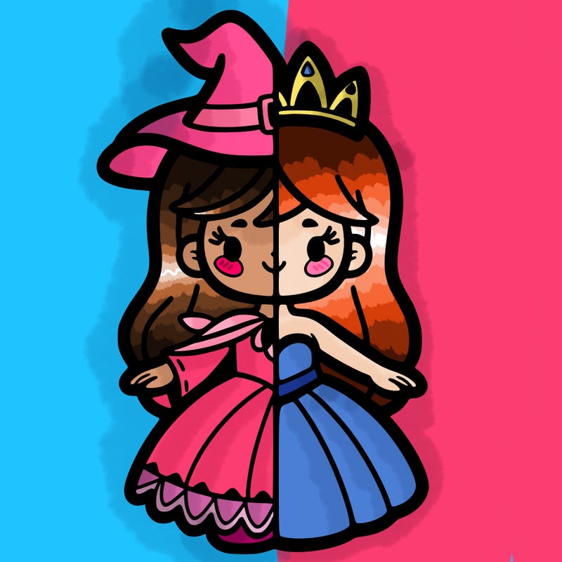 half girl witch half girl princess