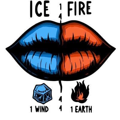 realistic lip split in fourth . 1 fourth ice 1 fire 1wind 1 earth