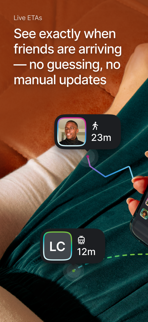 eta: Share ETAs & Journeys - Orari di arrivo live e modalità di trasporto per gli amici nell'app eta.