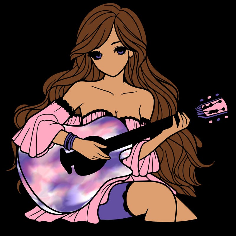 beautiful girl playing the guitar