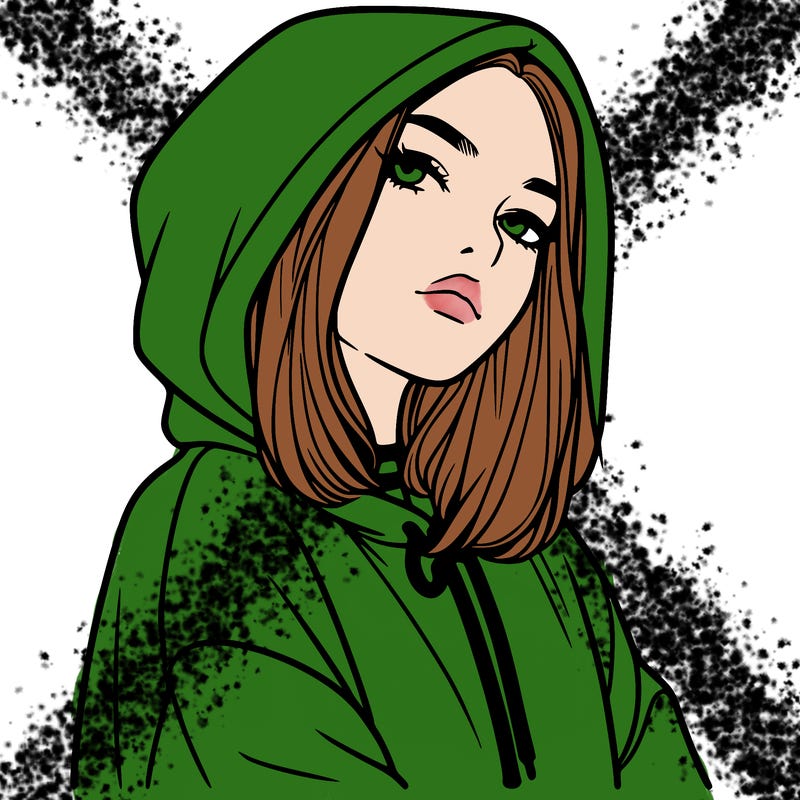 a realistic girl in a hoodie
