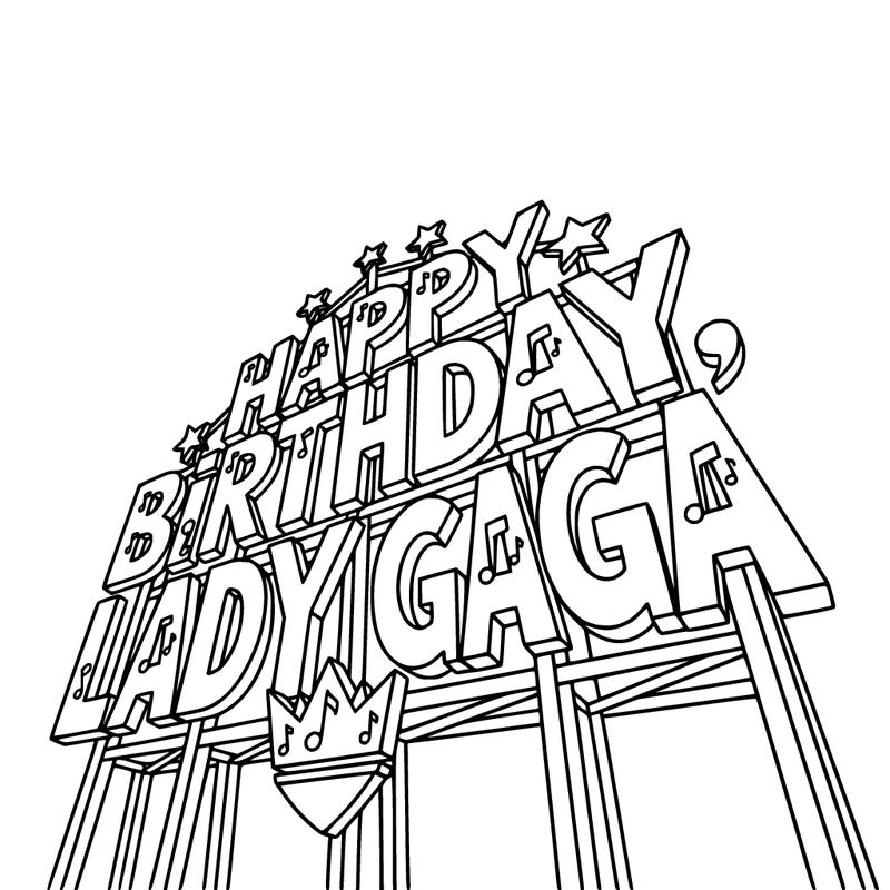 happy birthday, lady gaga sign