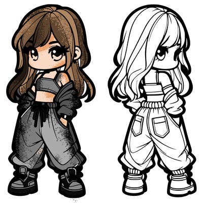 girl in crop top and baggy pants