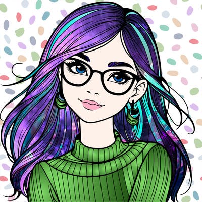 realistic girl with glasses