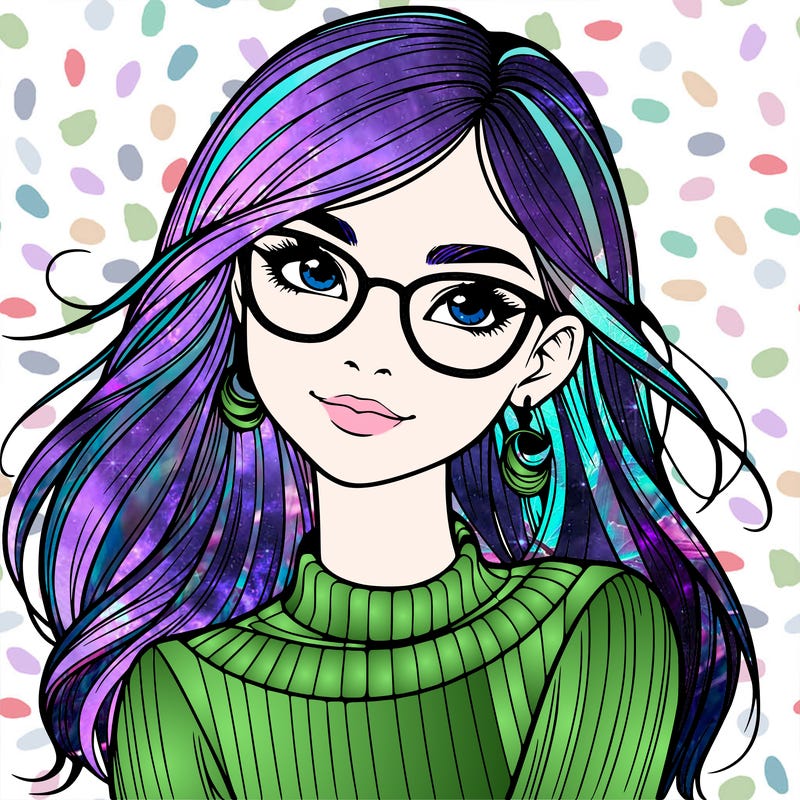 realistic girl with glasses