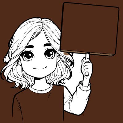 realistic girl holding up a sign