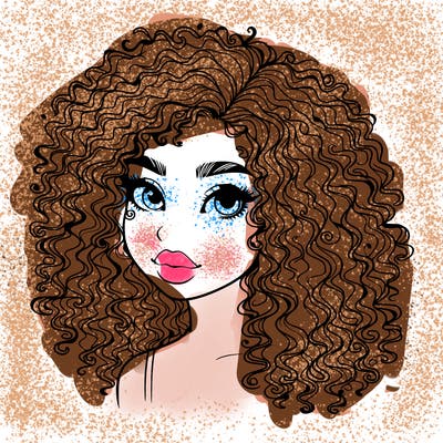girl with curly hair realistic