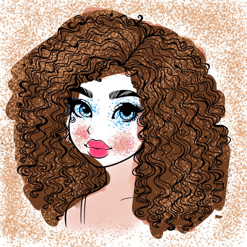 girl with curly hair realistic