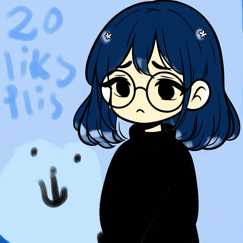 sad girl with glasses in a sweater