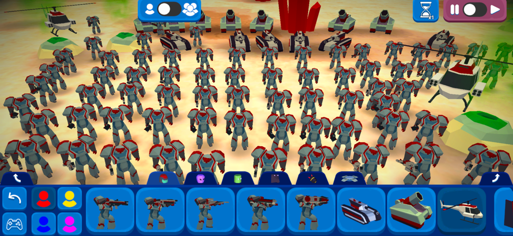 MoonBox - An army of low poly robotic soldiers and tanks in a sandbox battle simulation