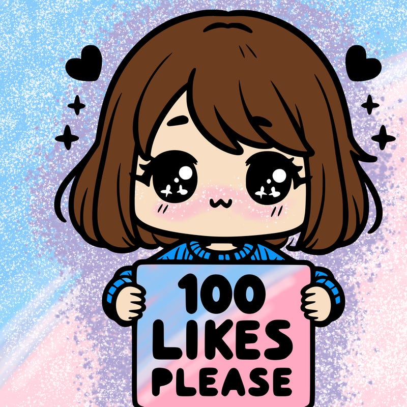 cute girl holding a sign saying 100 likes please