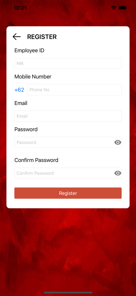 Internal registration screen for MAP employees to sign up for the discount scheme app