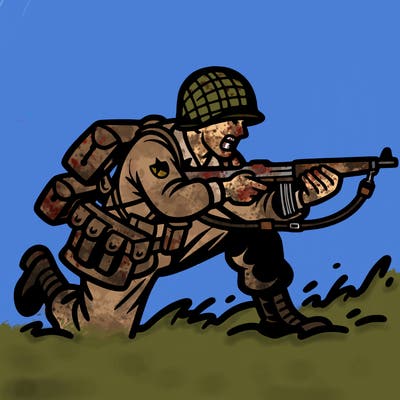 d-day soldier fighting