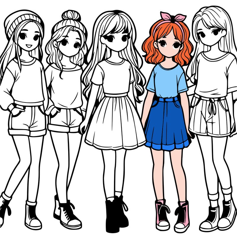 a group of five girls