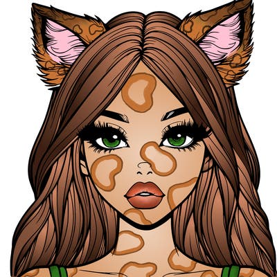 realistic girl with fox ears and realistic lips