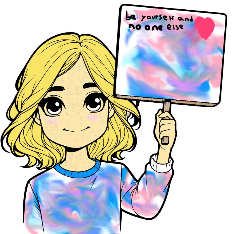 realistic girl holding up a sign