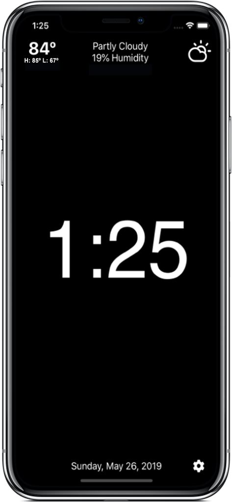 Clock Simplicity - Minimalist digital clock and weather display on a black background