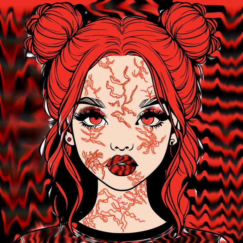 realistic girl with two buns in hair and lips