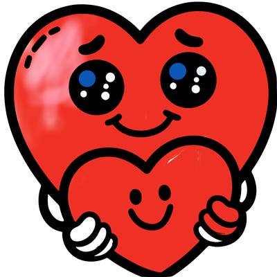 heart with a smile holding a heart