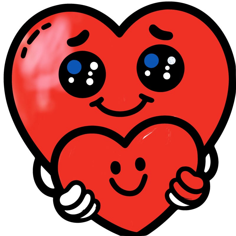 heart with a smile holding a heart