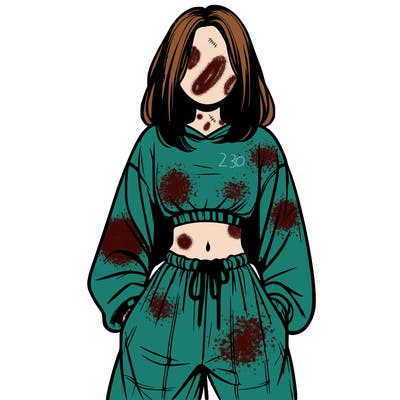 realistic girl faceless with baggy pants and a crop top