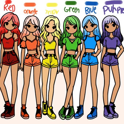 a group of girls wearing crop tops and shorts