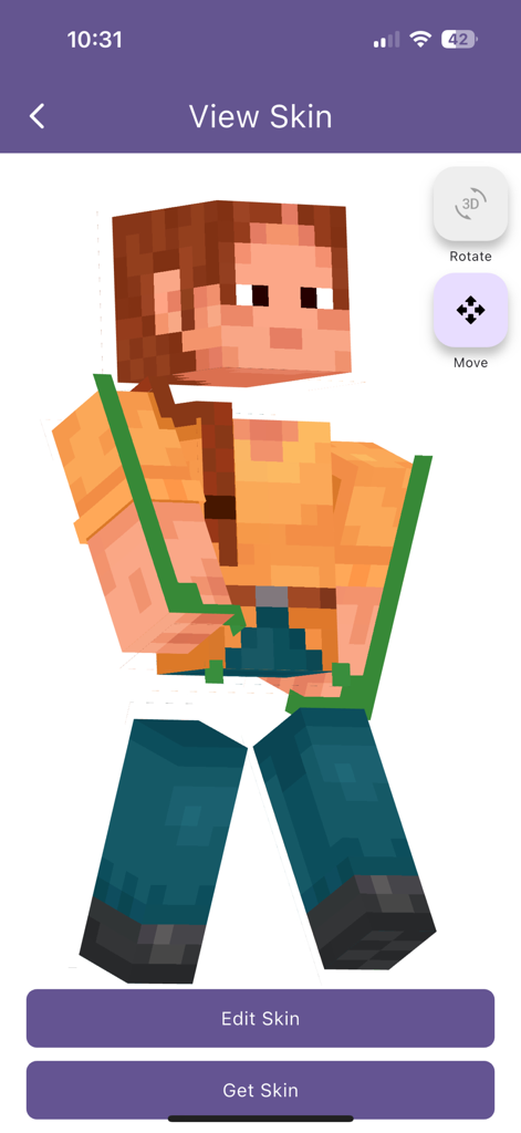 3D preview of a custom character skin in Skin Editor 3D for Minecraft