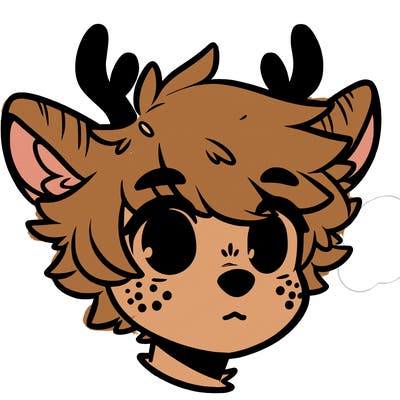 a humanoid deer with soft fluffy ears