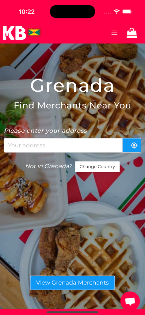 KariBites - KariBites mobile app home screen for finding food merchants in Grenada