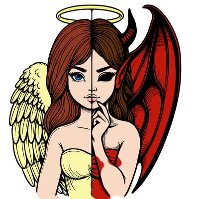 realistic angel half demon