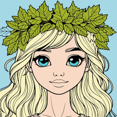 realistic girl with fall leaf crown