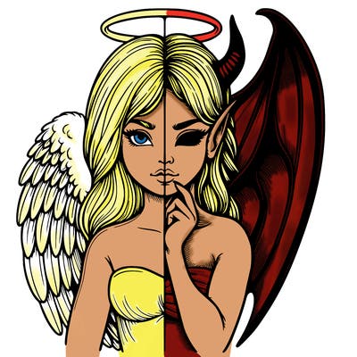 realistic angel half demon