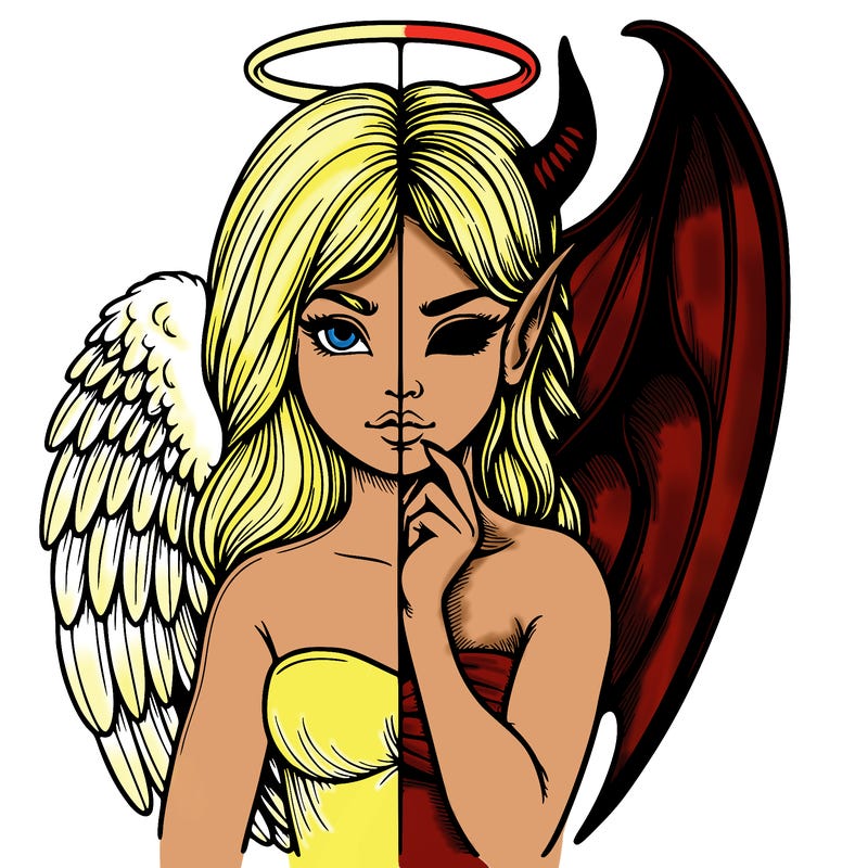 realistic angel half demon