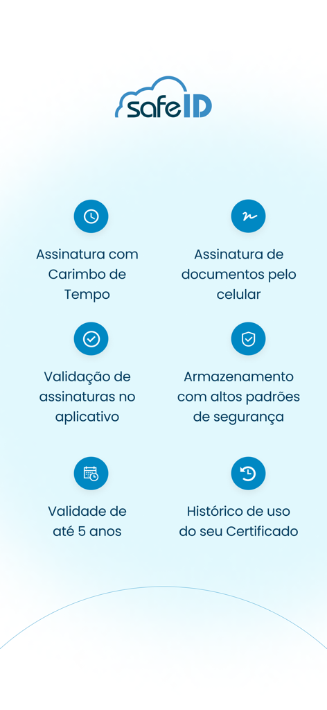 SafeID - Funzionalità chiave dell'app SafeID, tra cui firma di documenti mobili, marcatura temporale e standard di alta sicurezza.