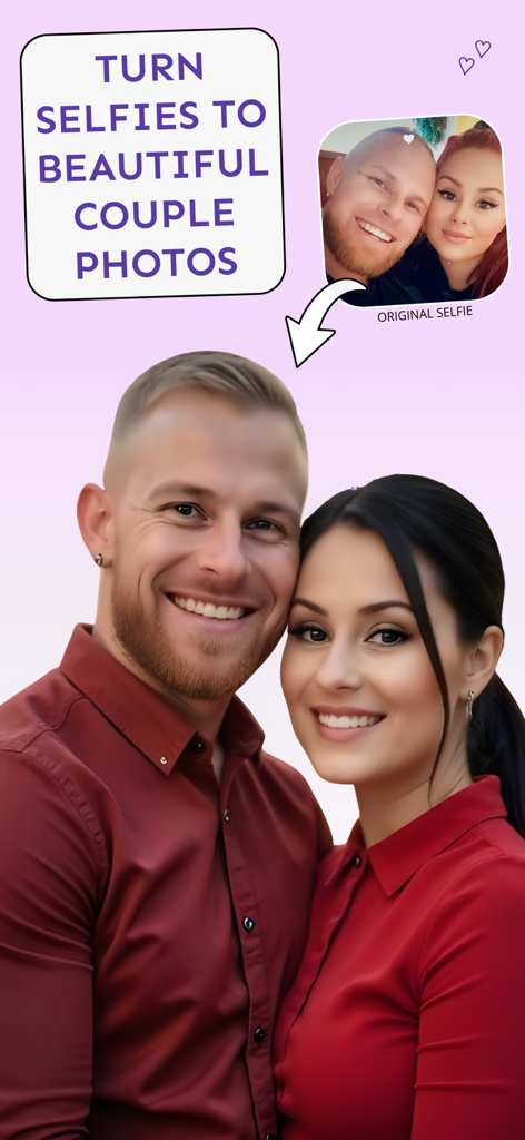 Couple AI - Photographer - Transformación por IA de un selfie de pareja en un retrato de estudio profesional de alta calidad