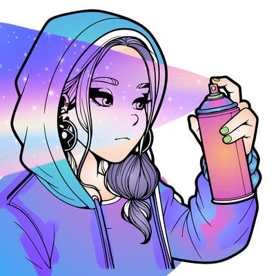 a realistic girl, spray painting