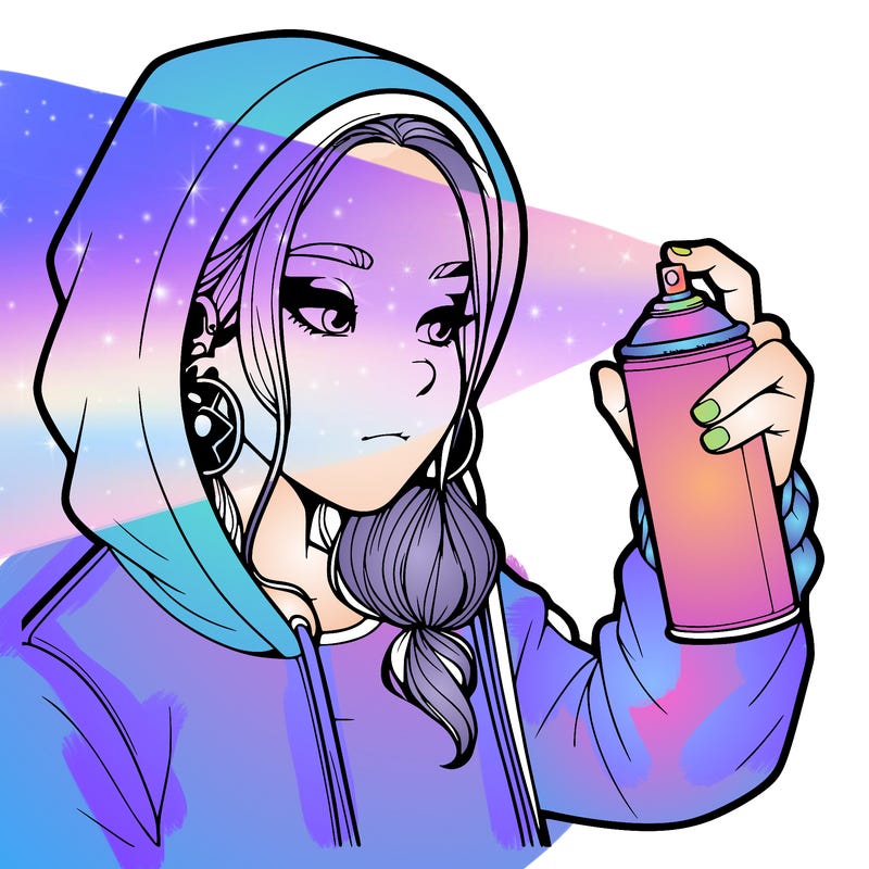 a realistic girl, spray painting