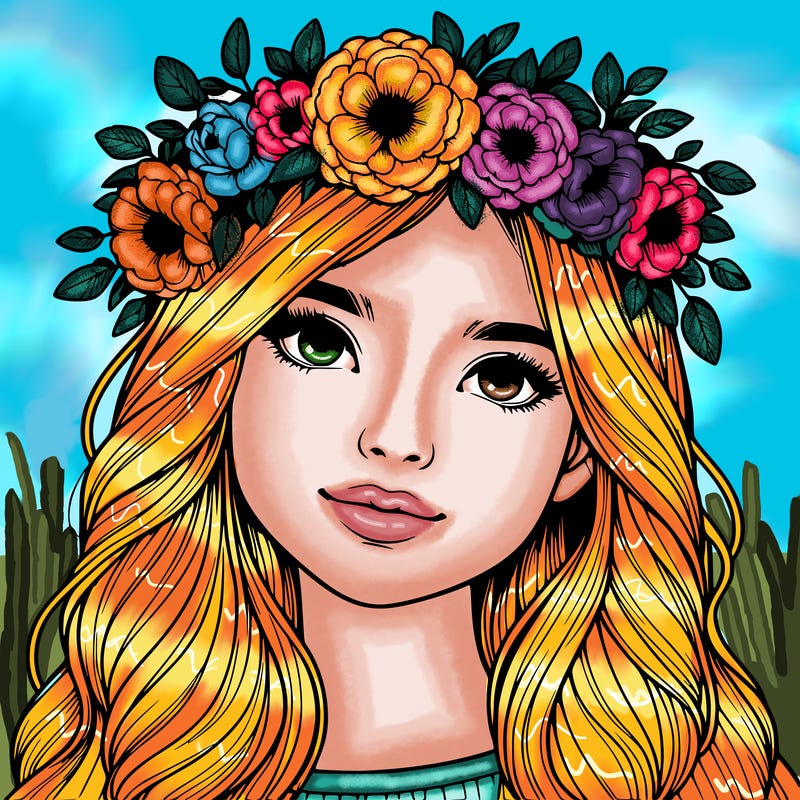 realistic girl with flower crown