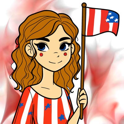 hot girl holding a flag