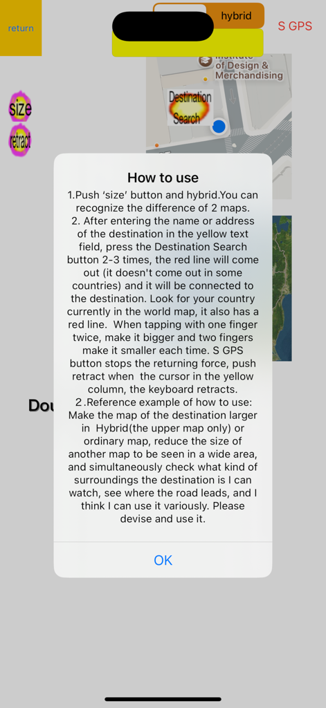 A mobile app screenshot displaying a How to use modal with detailed instructions for map and navigation features.
