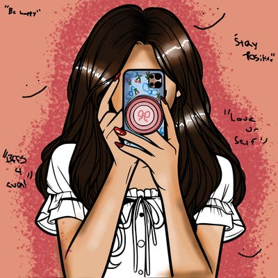 a realistic girl holding her phone taking pictures