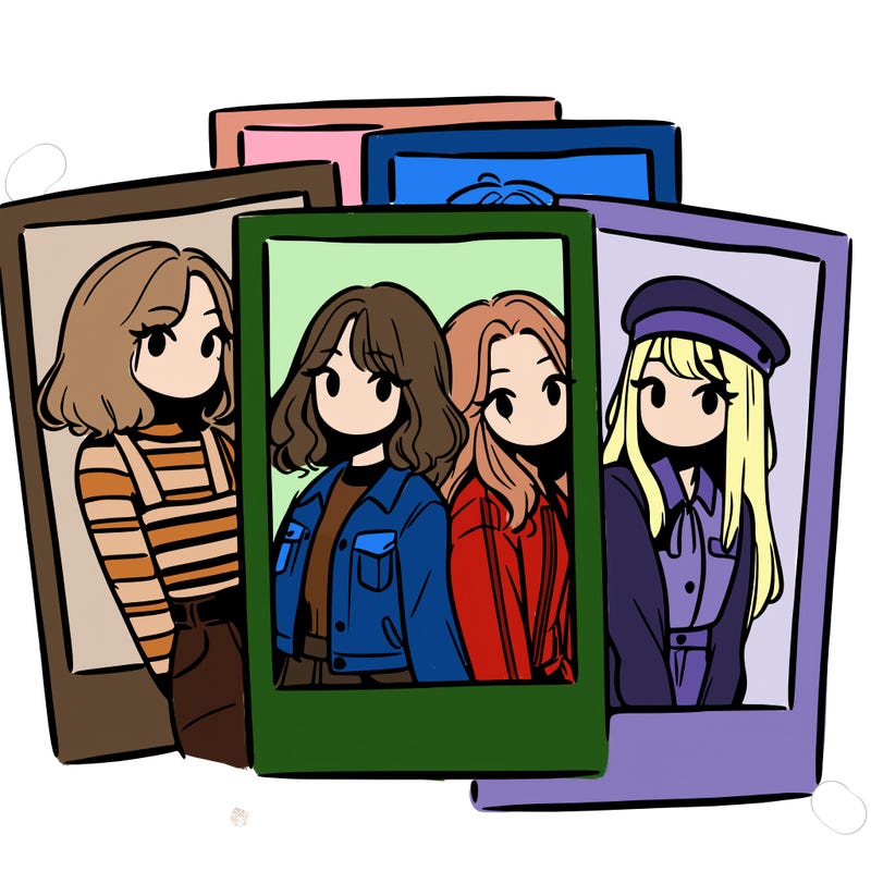 polaroid photo of 4 girls