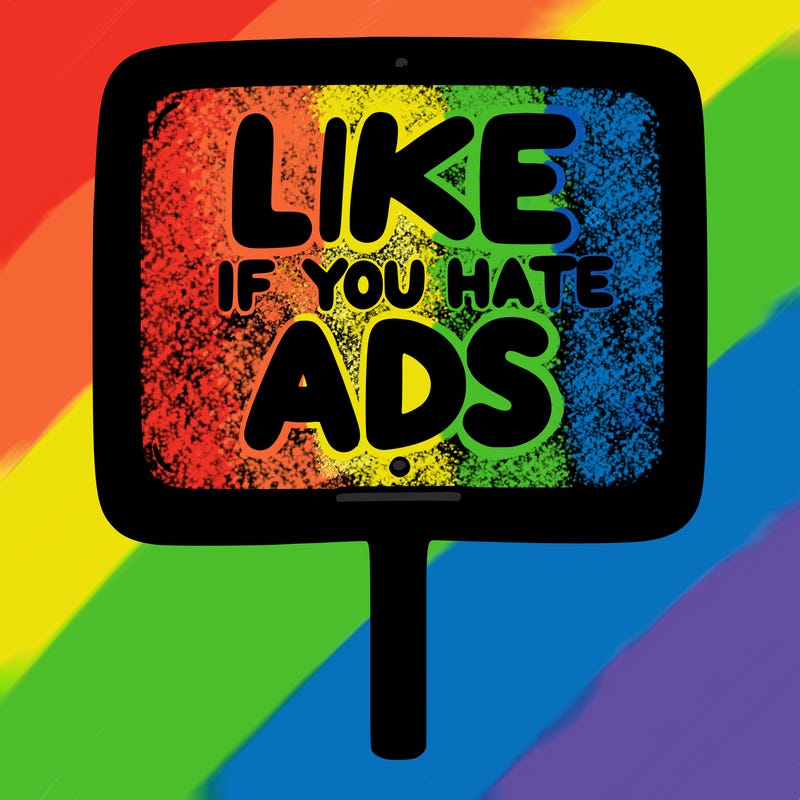 a sign that says like if you hate ads