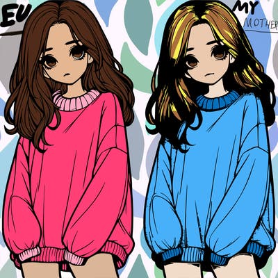 realistic girl with baggy sweater